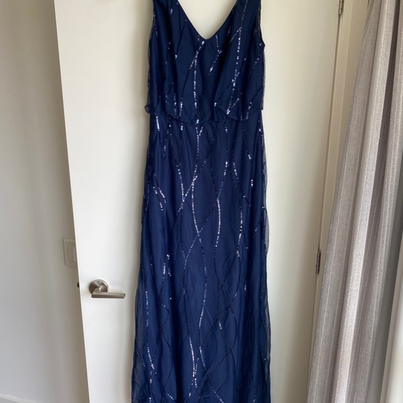 Navy Bridesmaid’s Dress Bill Levkoff Size 8 - Picture 2 of 6